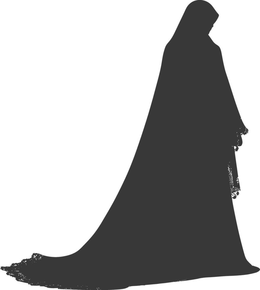 Silhouette independent emirates women wearing Abaya black color only vector
