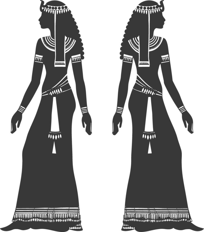 Silhouette independent egyptian women wearing tob sebleh black color only vector