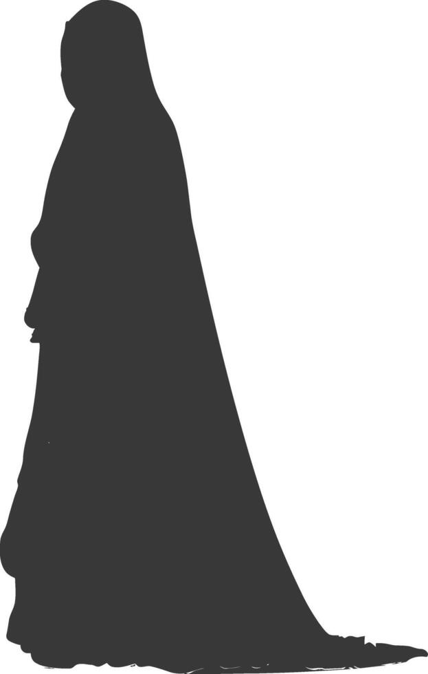 Silhouette independent emirates women wearing Abaya black color only vector