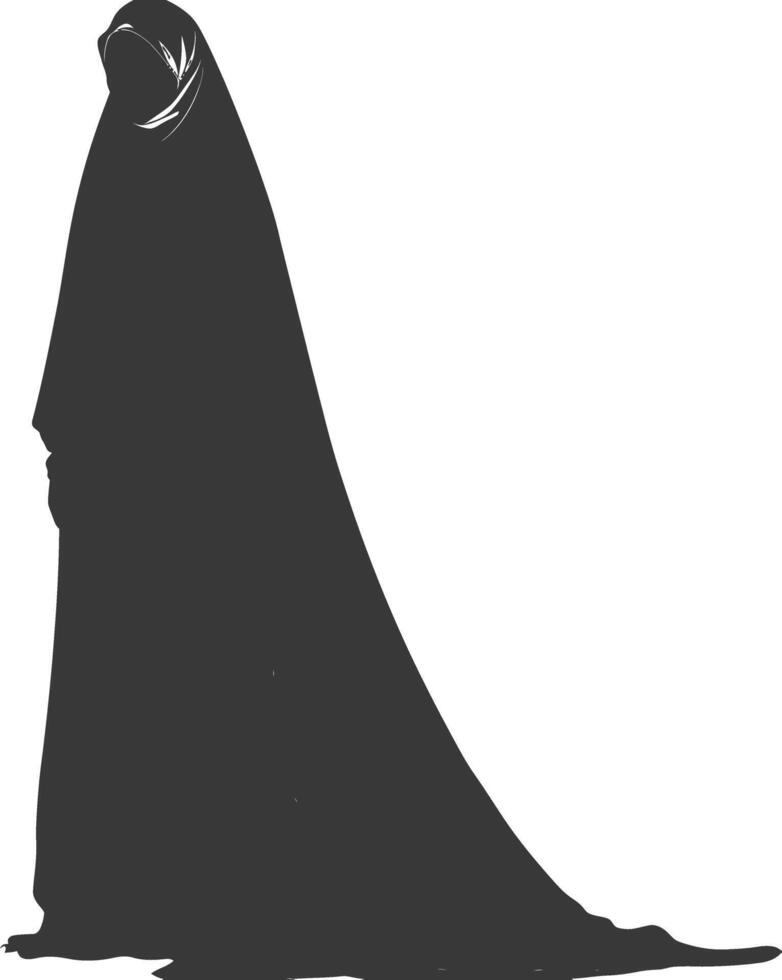 Silhouette independent emirates women wearing Abaya black color only vector