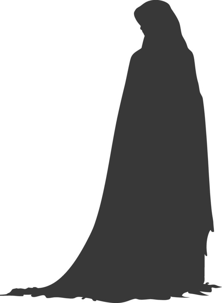 Silhouette independent emirates women wearing Abaya black color only vector