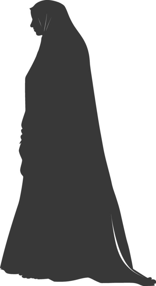 Silhouette independent emirates women wearing Abaya black color only vector