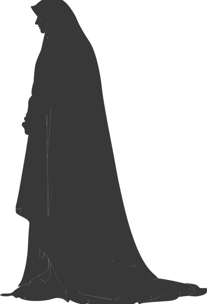 Silhouette independent emirates women wearing Abaya black color only vector