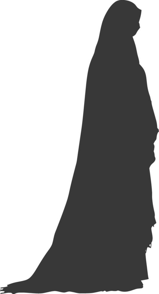 Silhouette independent emirates women wearing Abaya black color only vector