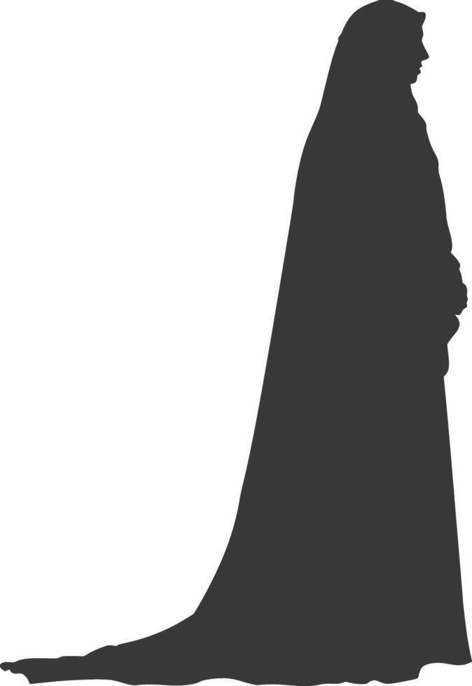 Silhouette independent emirates women wearing Abaya black color only vector