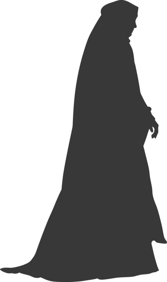 silueta independiente emiratos mujer vistiendo abaya negro color solamente vector