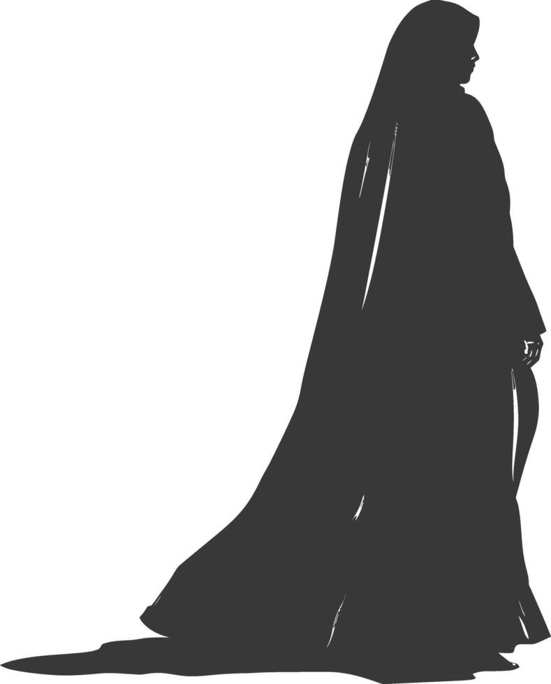 Silhouette independent emirates women wearing Abaya black color only vector