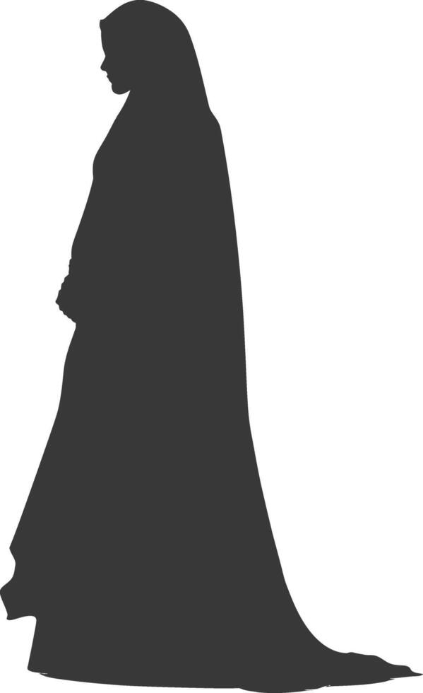 Silhouette independent emirates women wearing Abaya black color only vector