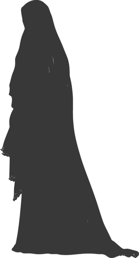 silueta independiente emiratos mujer vistiendo abaya negro color solamente vector