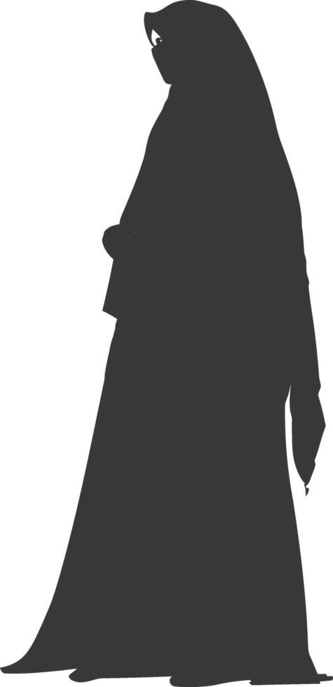 Silhouette independent emirates women wearing Abaya black color only vector