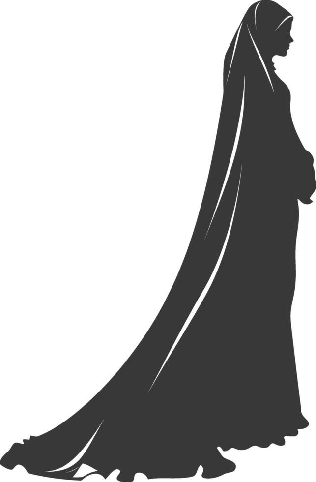 Silhouette independent emirates women wearing Abaya black color only vector