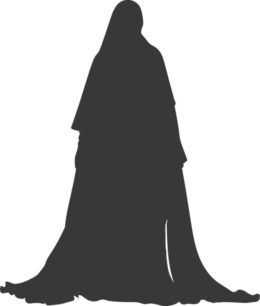 Silhouette independent emirates women wearing Abaya black color only vector