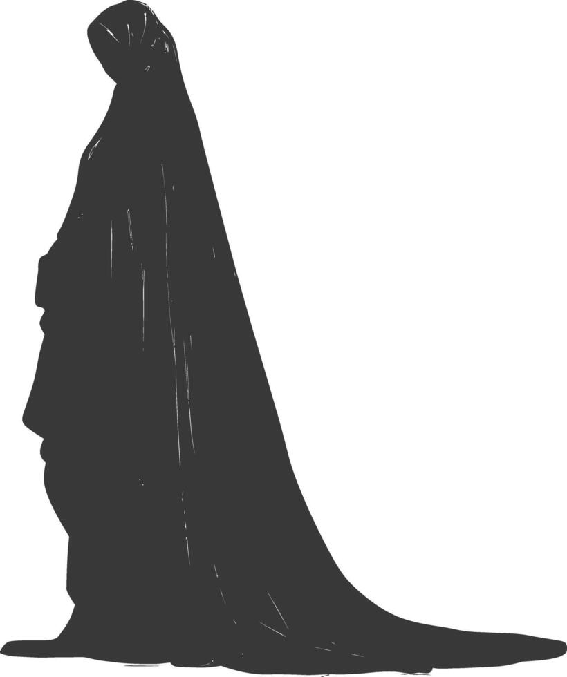 Silhouette independent emirates women wearing Abaya black color only vector
