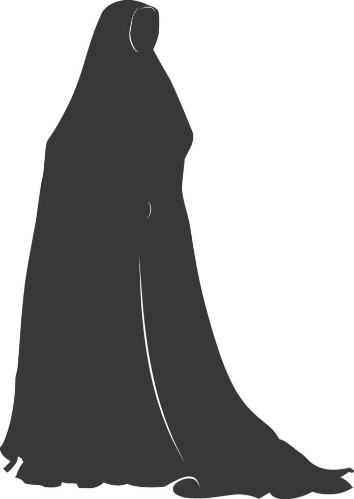 Silhouette independent emirates women wearing Abaya black color only vector