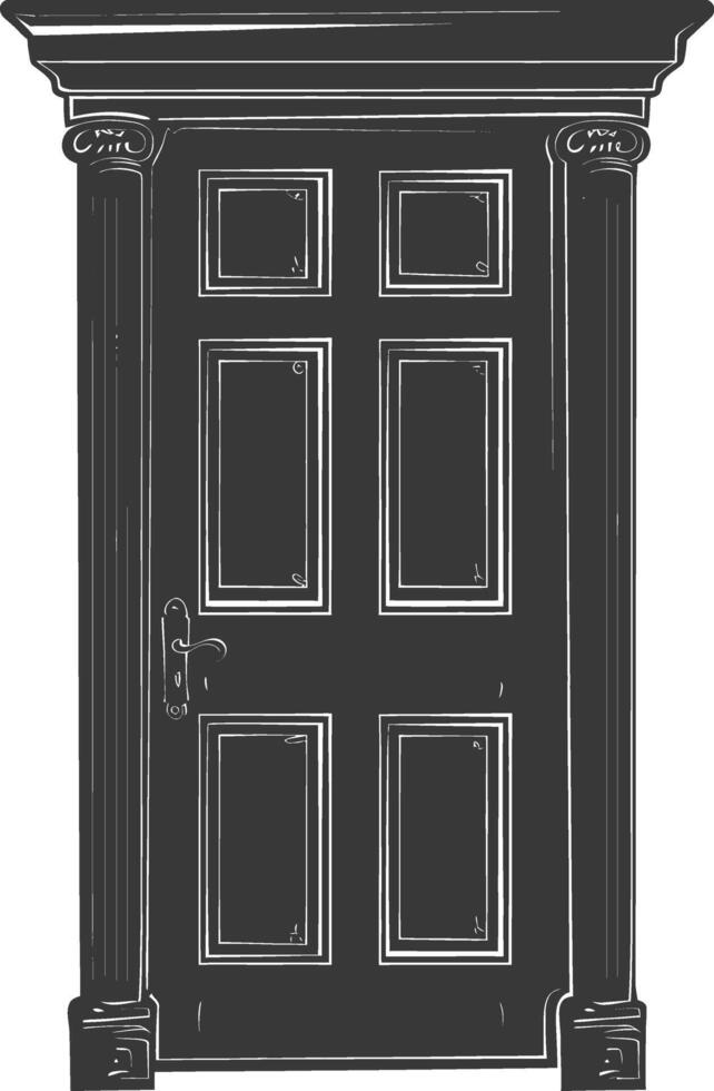 Silhouette door black color only vector