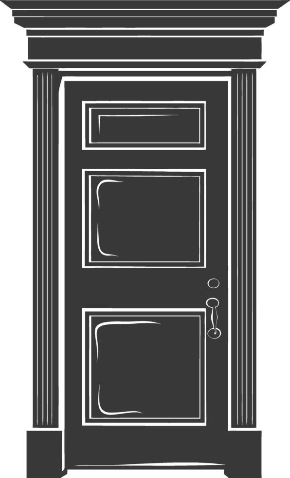 Silhouette door black color only vector