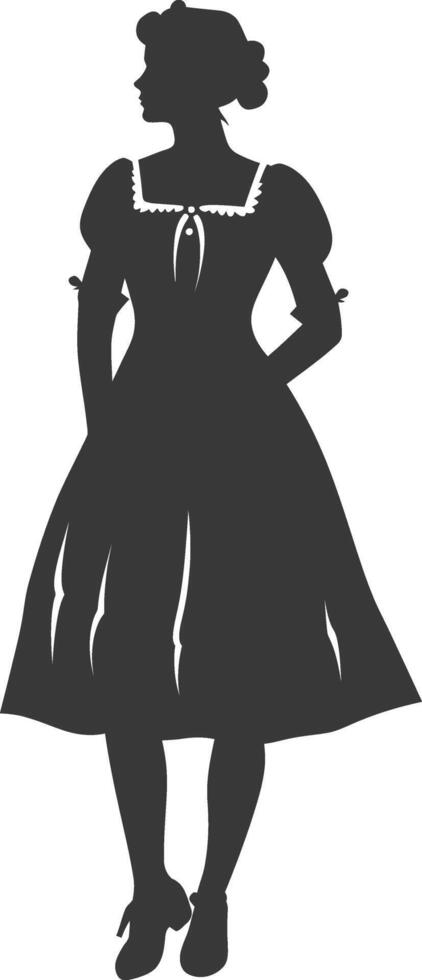 Silhouette independent germany women wearing dirndl black color only vector