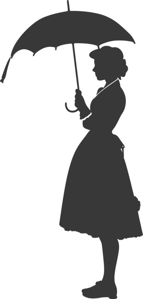 Silhouette independent germany women wearing dirndl with umbrella black color only vector