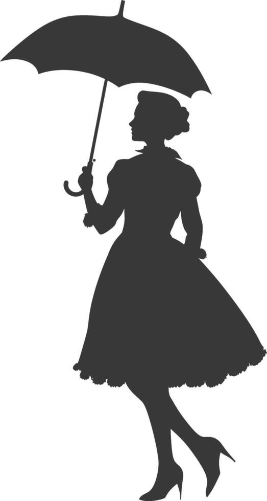 Silhouette independent germany women wearing dirndl with umbrella black color only vector