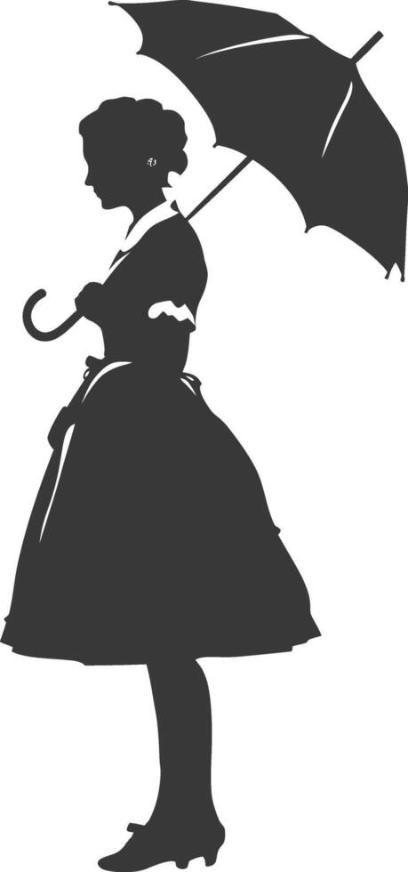 Silhouette independent germany women wearing dirndl with umbrella black color only vector