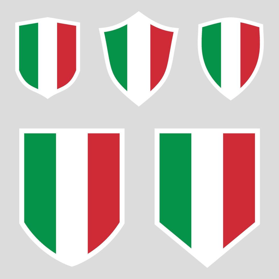 Set of Italy Flag in Shield Shape Frame vector