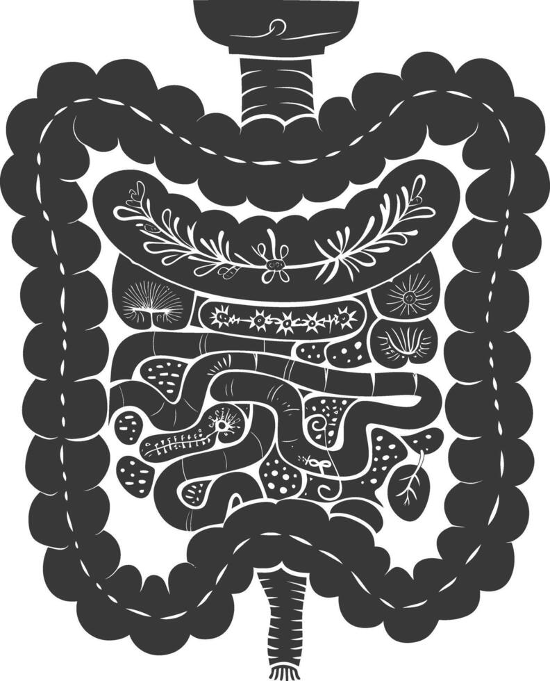 Silhouette human intestine black color only vector