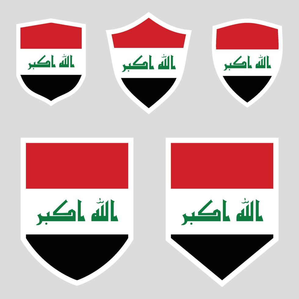 conjunto de Irak bandera en proteger forma marco vector