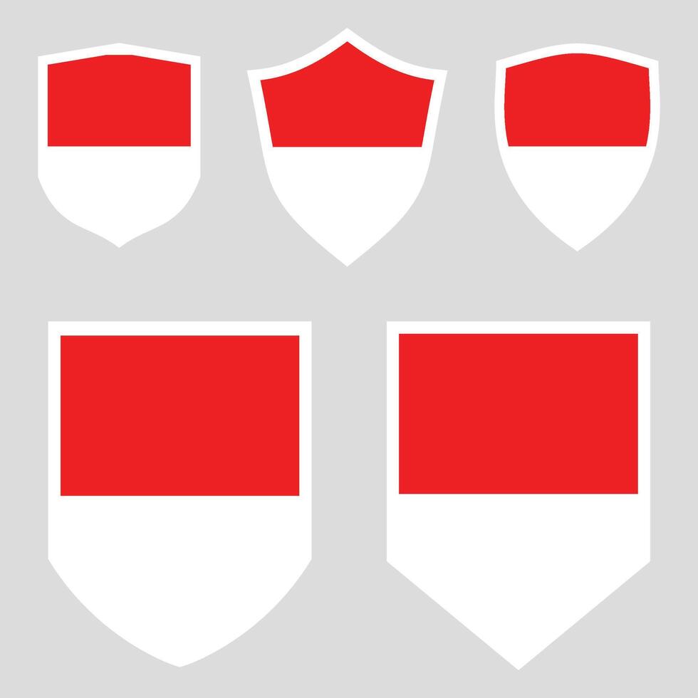 Set of Indonesia Flag in Shield Shape Frame vector