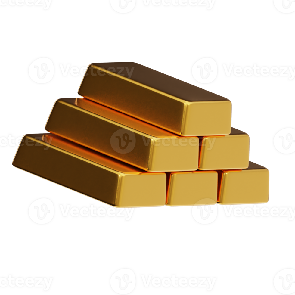 Gold bar icon 3d render illustration png
