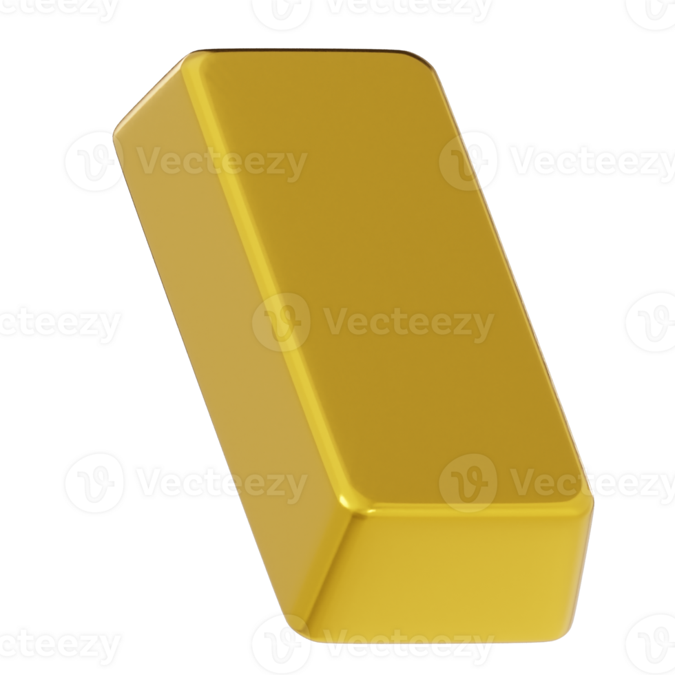 Gold bar icon 3d render illustration png