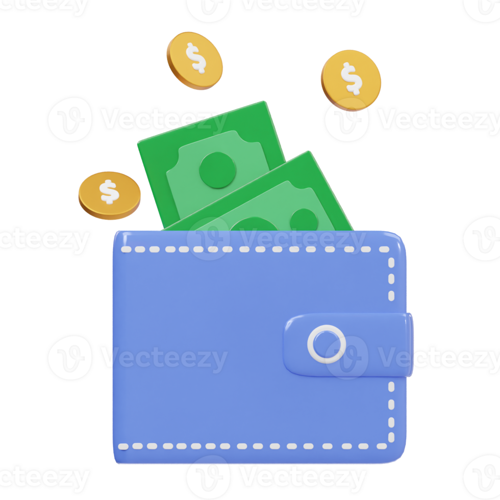 Wallet icon 3d render illustration png