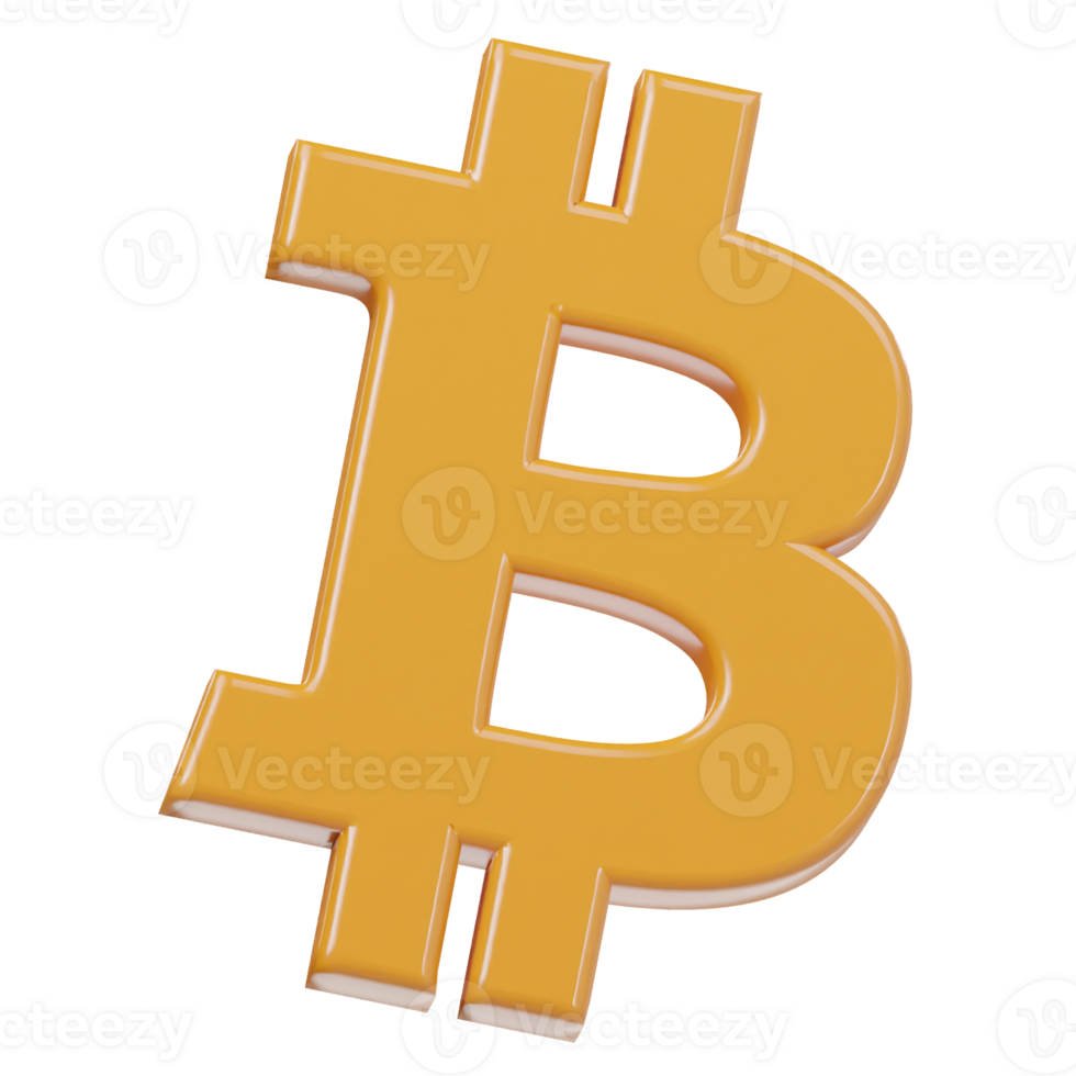 Bitcoin icon 3d render illustration png