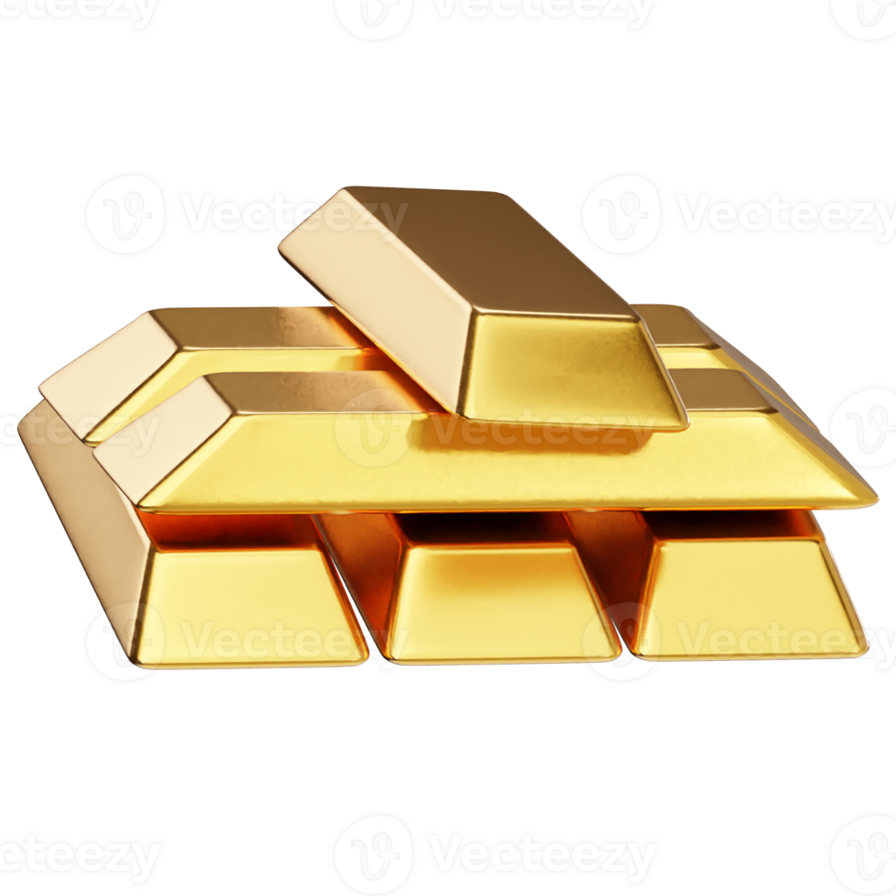Gold bar icon 3d render illustration png