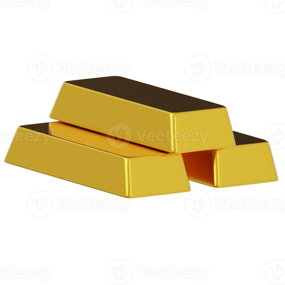 Gold bar icon 3d render illustration png