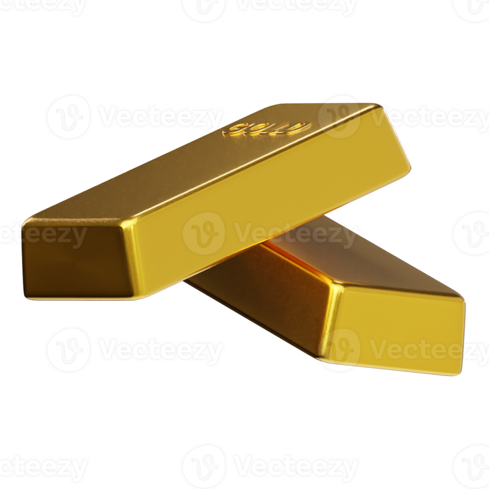 Gold bar icon 3d render illustration png