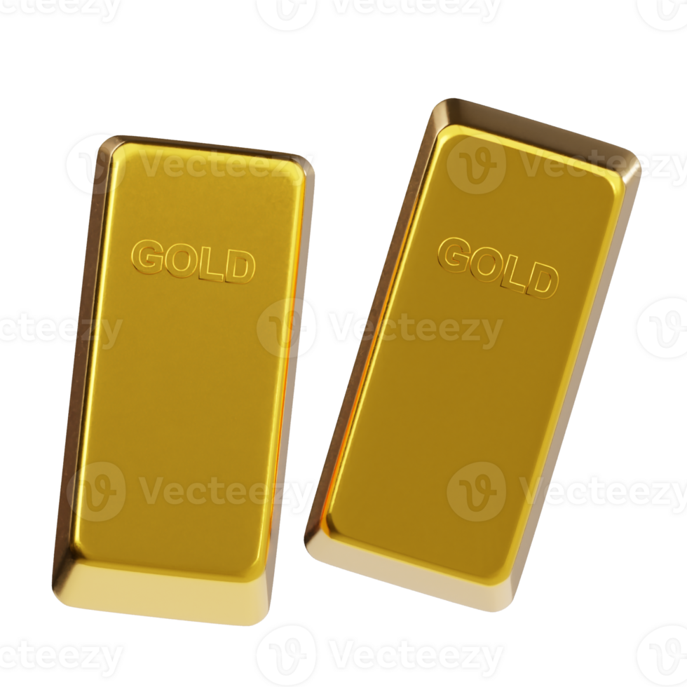 Gold bar icon 3d render illustration png