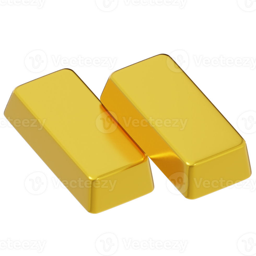 Gold bar icon 3d render illustration png