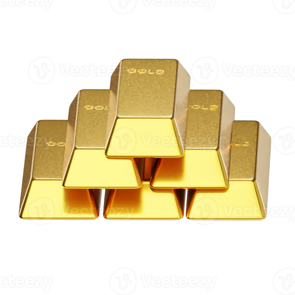 Gold bar icon 3d render illustration png