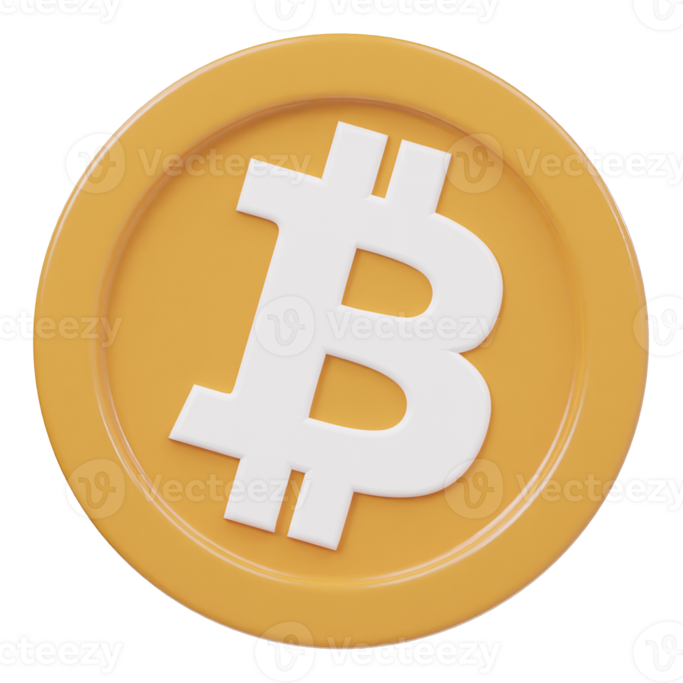 Bitcoin icon 3d render illustration png