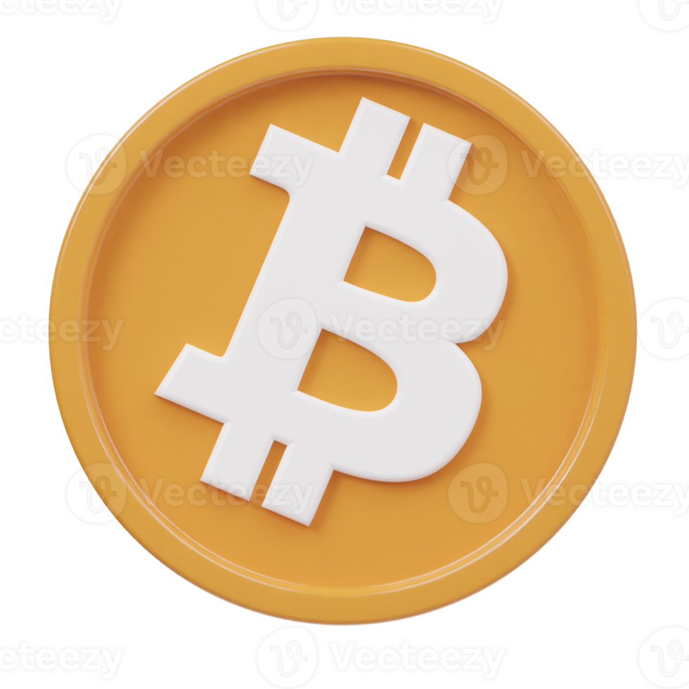 bitcoin icono 3d hacer ilustración png