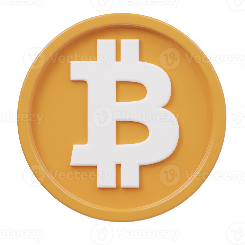 Bitcoin icon 3d render illustration png