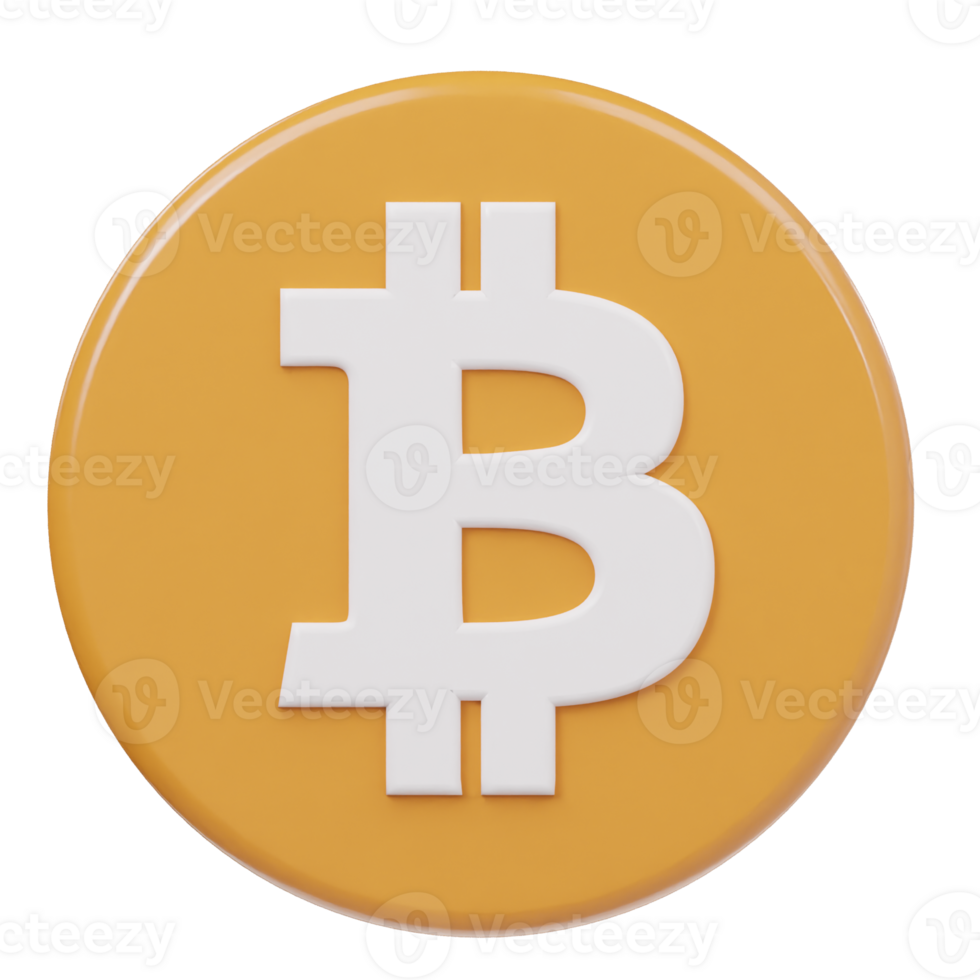 Bitcoin icon 3d render illustration png