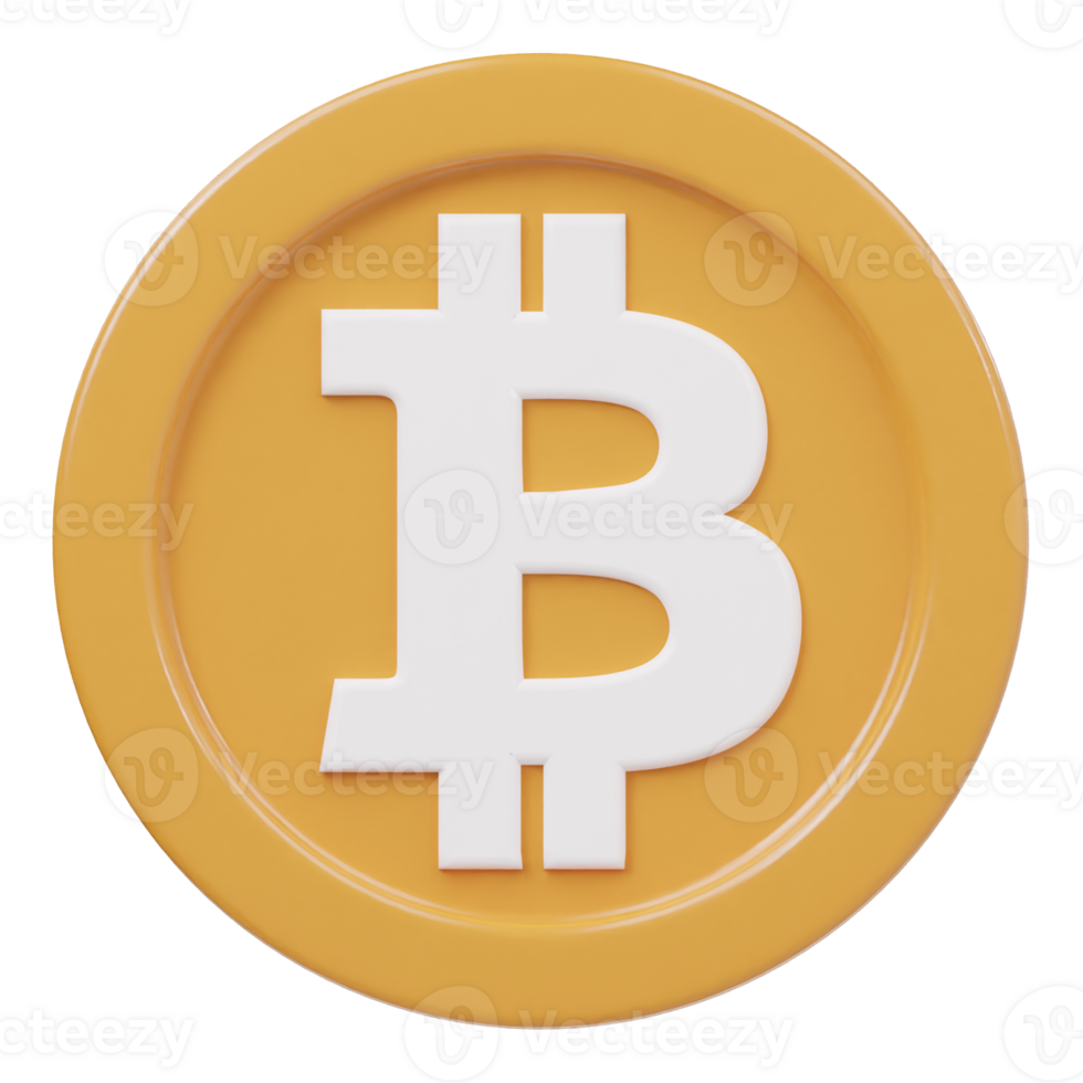 bitcoin icono 3d hacer ilustración png