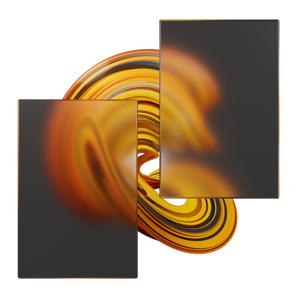 3d rendering of glassmorphism design with orange abstract png