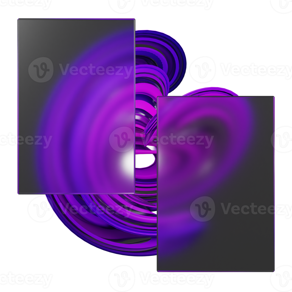 3d rendering of glassmorphism design with blue and purple abstract png