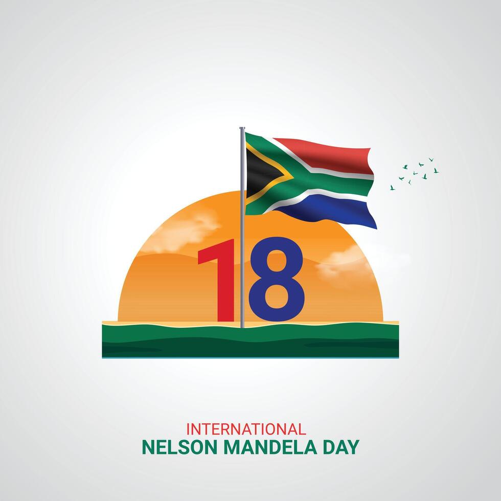 nelson mandela international day creative ads design. nelson mandela international day, july 18, , 3d illustration vector