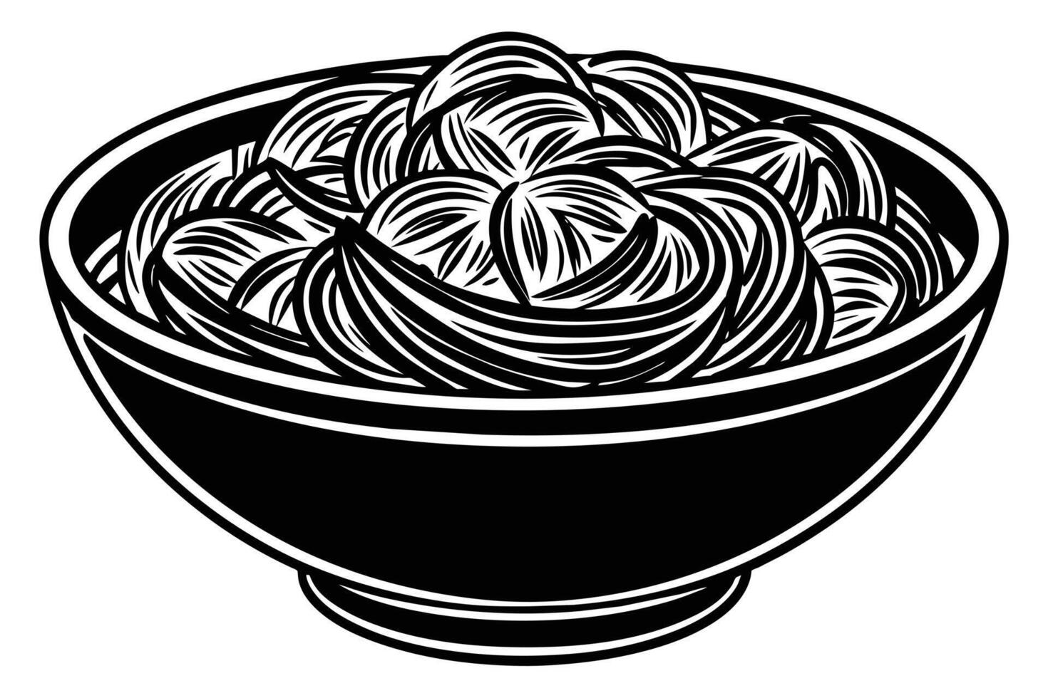 Hand drawn bowl of noodles design vector