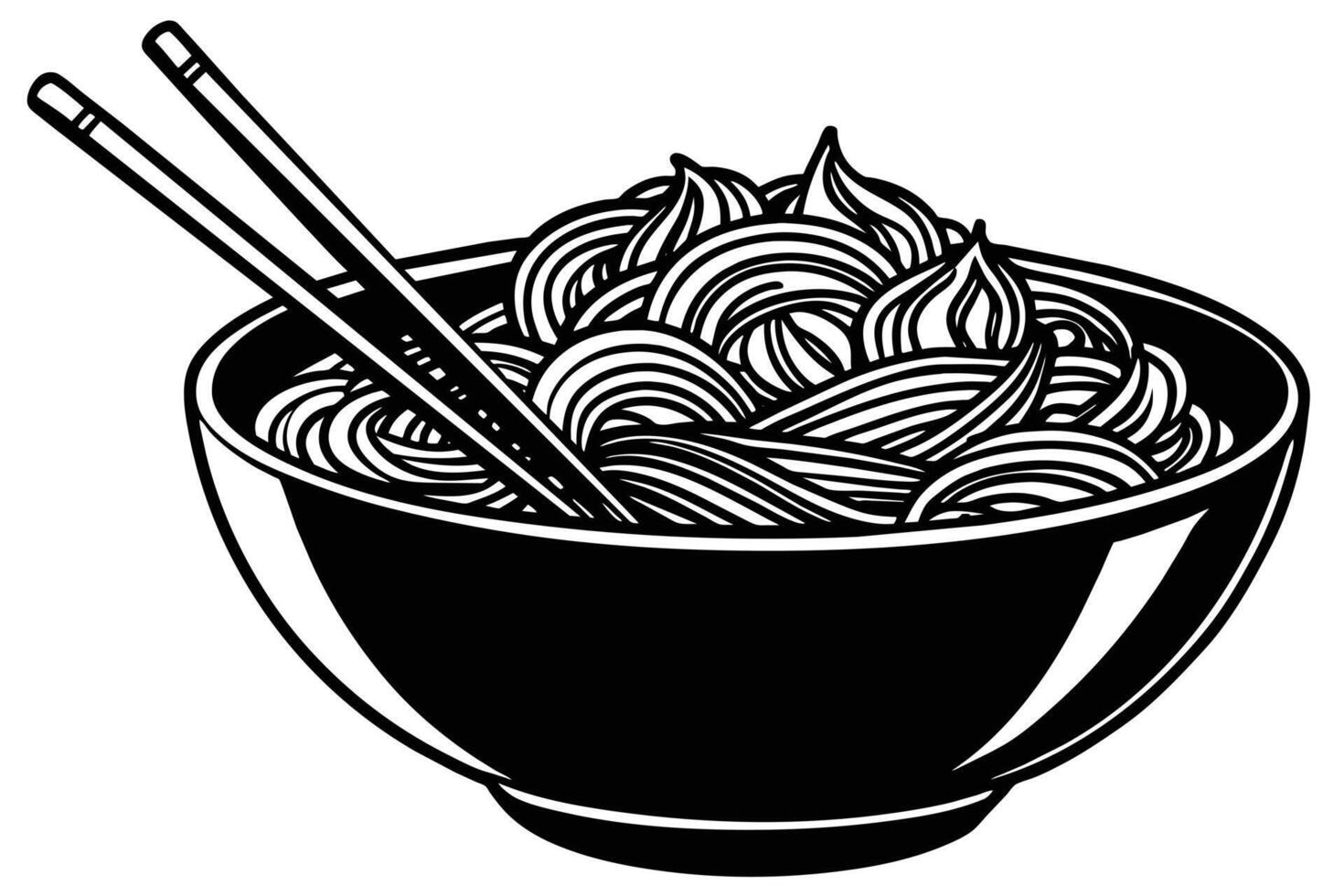 Hand drawn bowl of noodles design vector