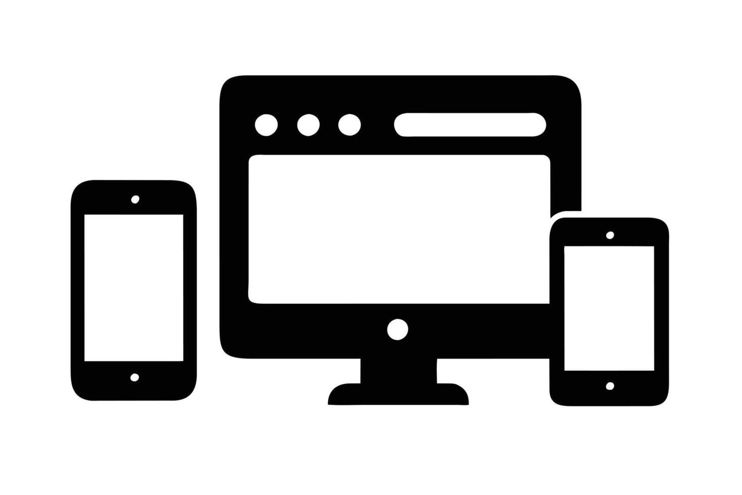 Electronic devices with white blank screens - computer monitor design vector