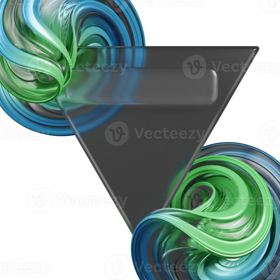 3d rendering triangle glassmorphism with abstract shape png